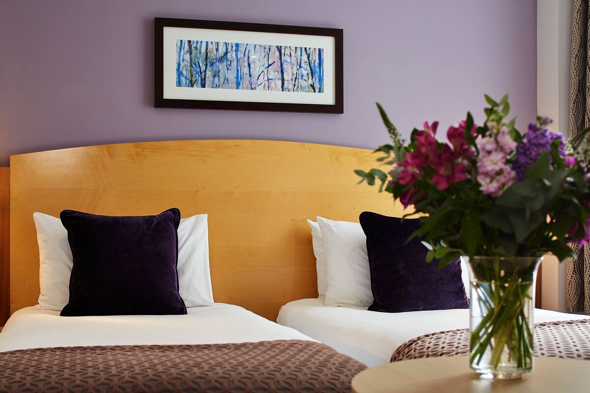 hypo-allergenic bedding, in-room safe, individually decorated