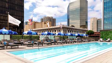 Outdoor pool, sun loungers