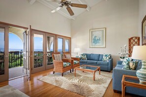 Suite, 1 Bedroom, Ocean View | Living area | 43-inch flat-screen TV with cable channels, TV - Aston Maui Hill (Kihei)