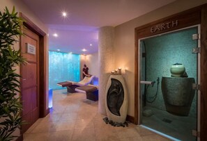 Sauna, steam room, body treatments, mud baths, hydrotherapy