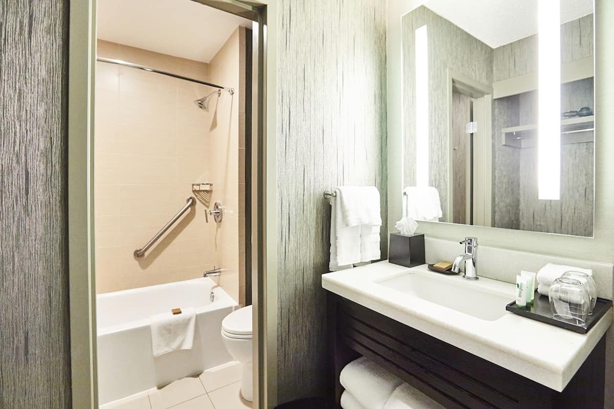 deluxe room, 2 queen beds (superior) | bathroom | combined shower/bathtub, eco-friendly toiletries, hair dryer, towels