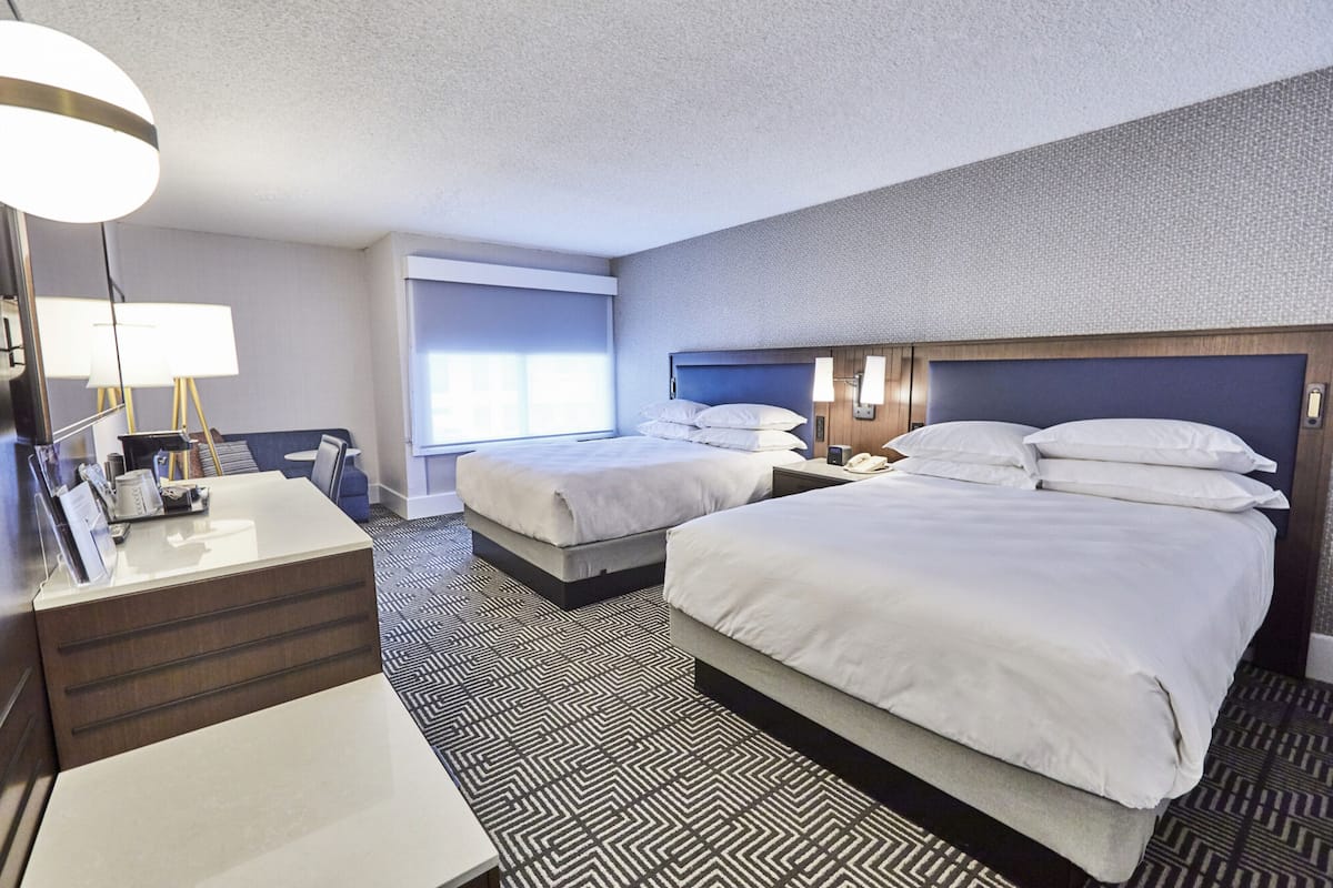 deluxe room, 2 queen beds | premium bedding, in-room safe, desk, iron/ironing board