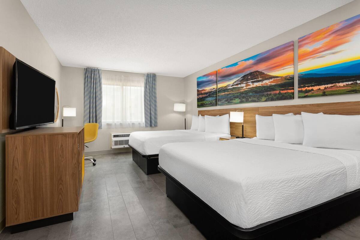 Room, 2 Queen Beds, Non Smoking | Desk, blackout drapes, iron/ironing board, WiFi (free)