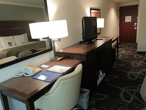 Pillow-top beds, desk, blackout curtains, iron/ironing board