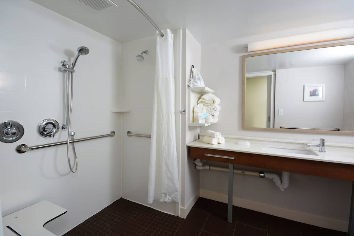 Bathroom | Combined shower/bathtub, free toiletries, hair dryer, towels