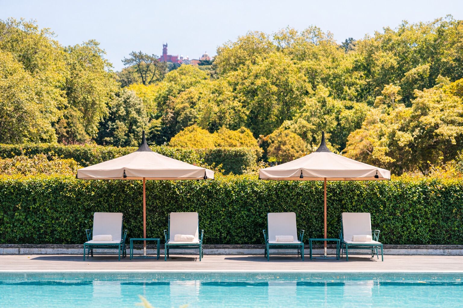 Outdoor pool, sun loungers