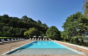 Outdoor pool, sun loungers