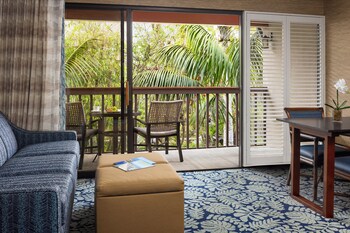 Hotel room view looking out at Catamaran Resort and Spa