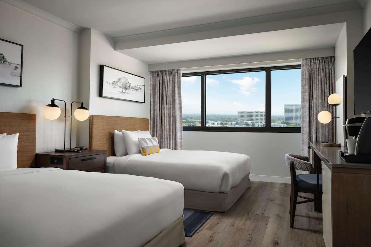 premium bedding, down duvets, pillow-top beds, desk