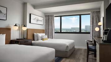 Premium bedding, down comforters, pillowtop beds, desk