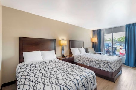 Standard Room, 2 Double Beds, Non Smoking | Desk, laptop workspace, iron/ironing board, WiFi