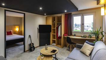 Premium bedding, desk, soundproofing, iron/ironing board