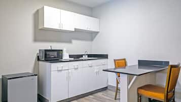 Fridge, microwave, coffee/tea maker