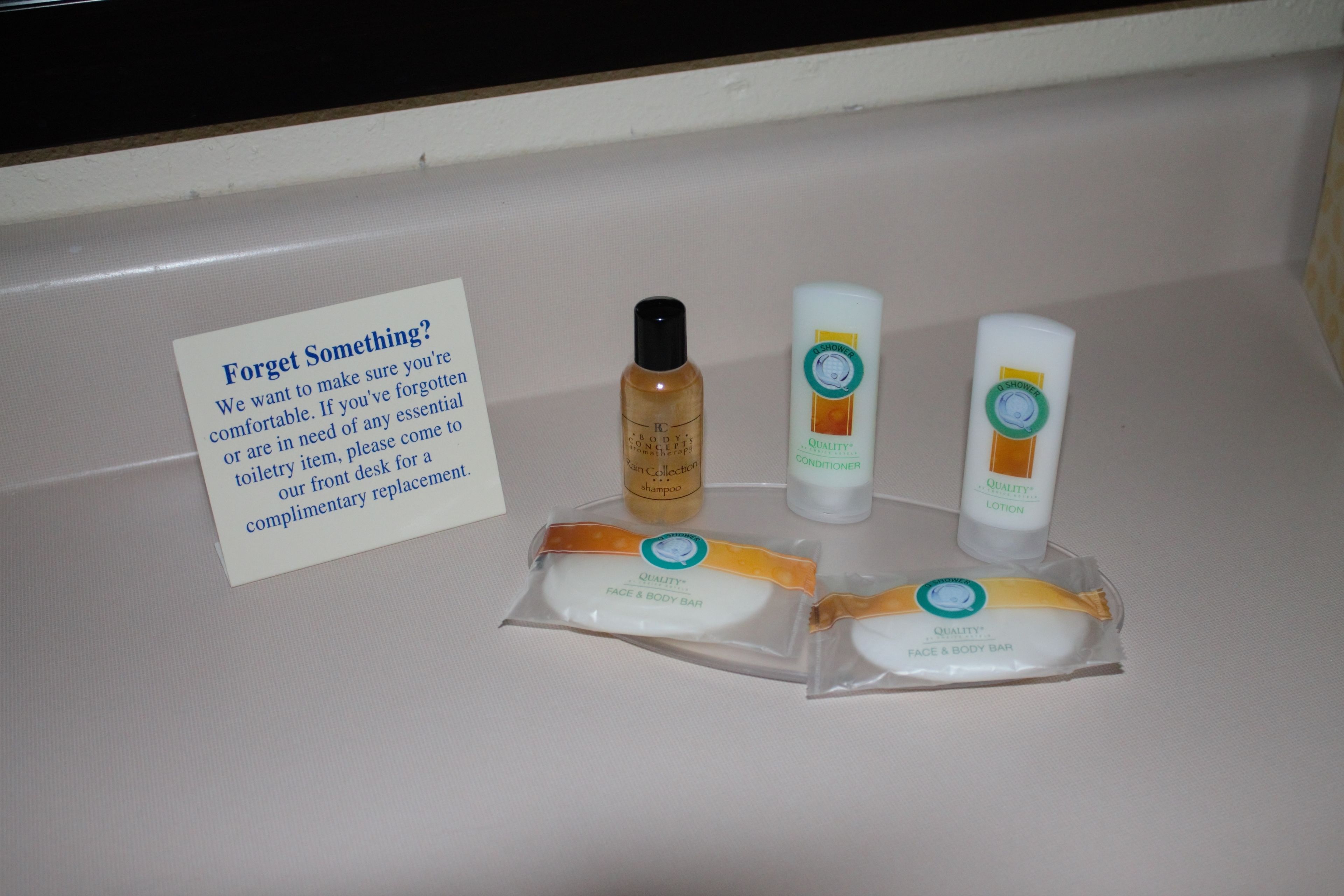 free toiletries, hair dryer, towels, soap