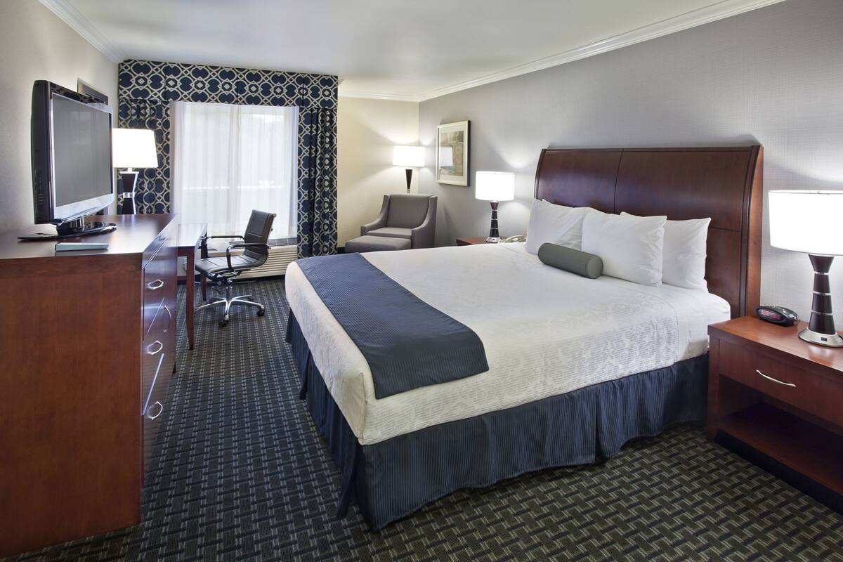 Bureau, rideaux occultants, fer et planche à repasser, draps fournis