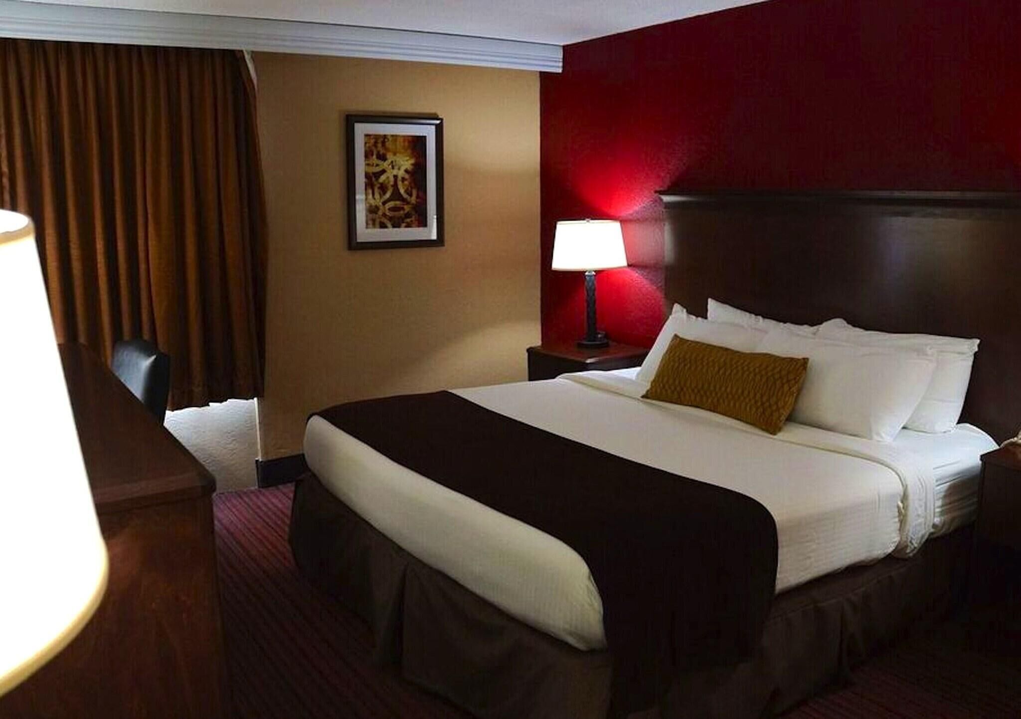 Desk, blackout drapes, iron/ironing board, WiFi