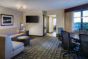 Suite, Non Smoking | Living area | 27-inch flat-screen TV with cable channels, TV, pay movies