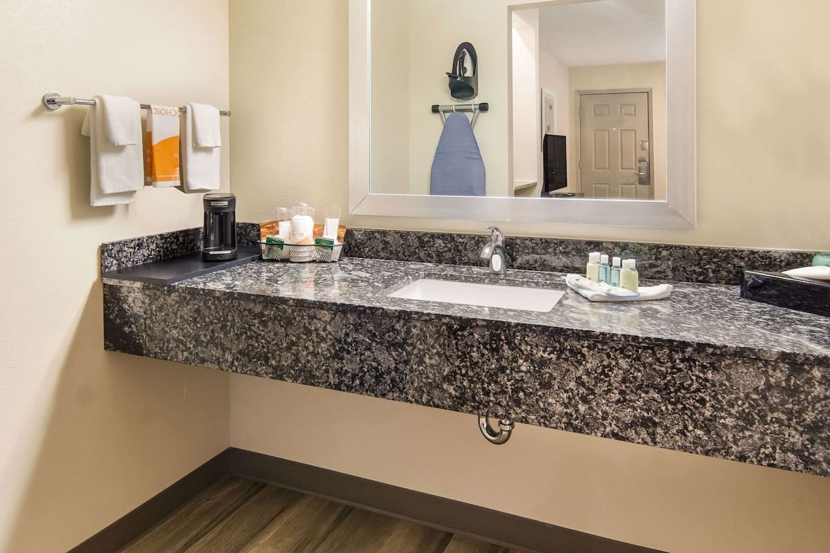 Bathroom | Combined shower/tub, free toiletries, hair dryer, towels