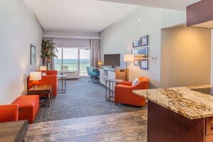 1 Bedroom Suite w/Kitchen, 2 Balconies, Gulf Front,  Non-Smoking | Living area | 55-inch flat-screen TV with cable channels, TV