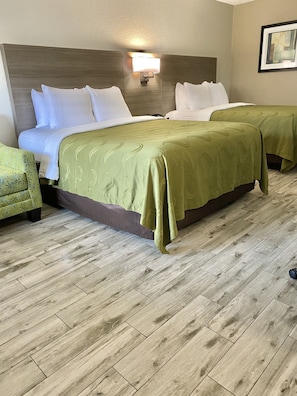 Standard Room, 2 Queen Beds, Non Smoking | Down comforters, individually furnished, desk, laptop workspace