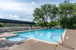 Outdoor pool, sun loungers