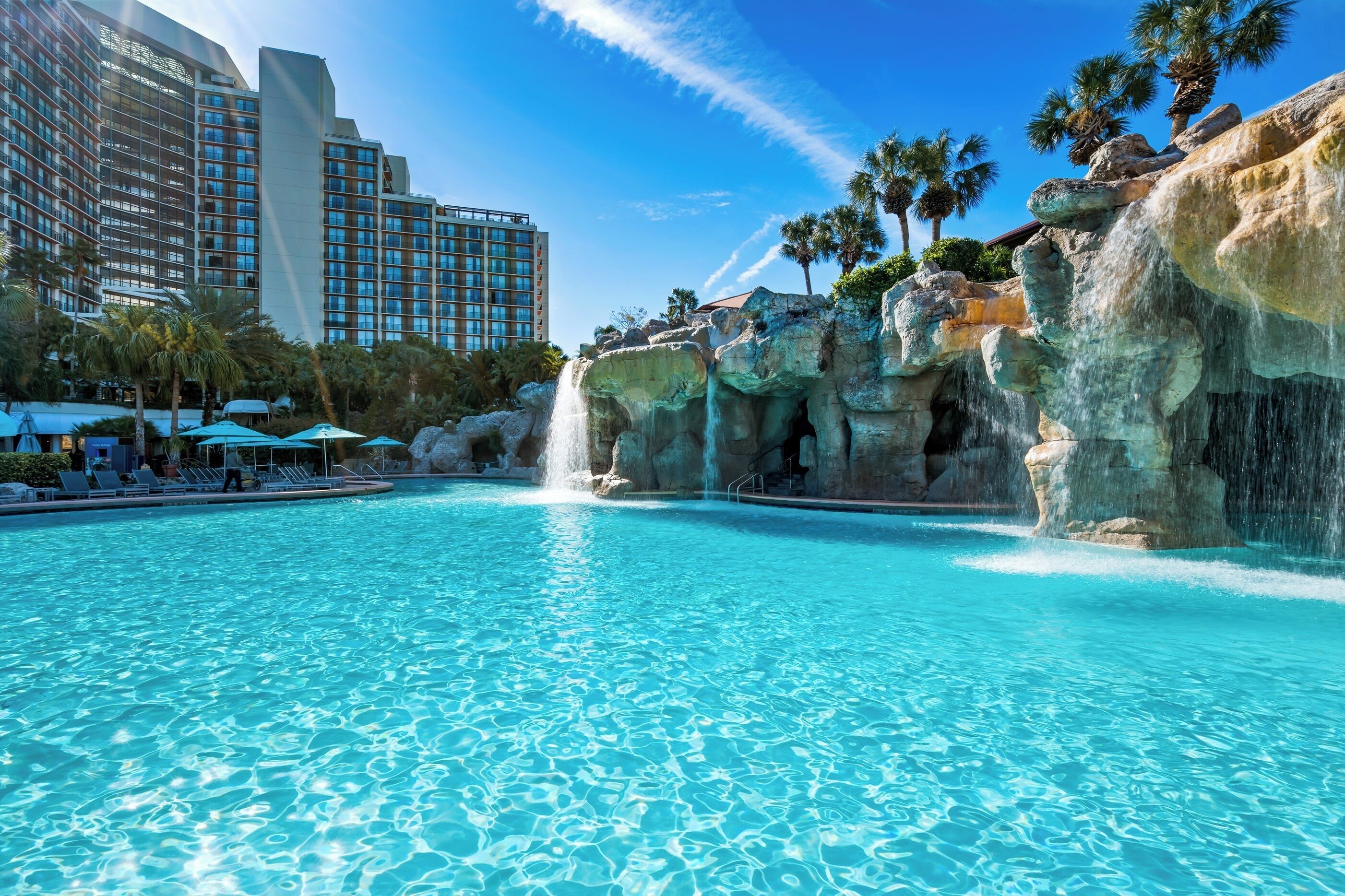 3 outdoor pools, open 7 AM to 10:00 PM, cabanas (surcharge)