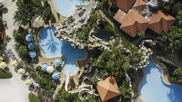 3 outdoor pools, open 7 AM to 10:00 PM, cabanas (surcharge)