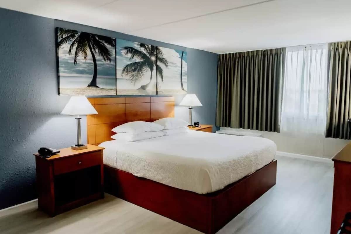 Ylelliset vuodevaatteet, tallelokero huoneessa, työpöytä