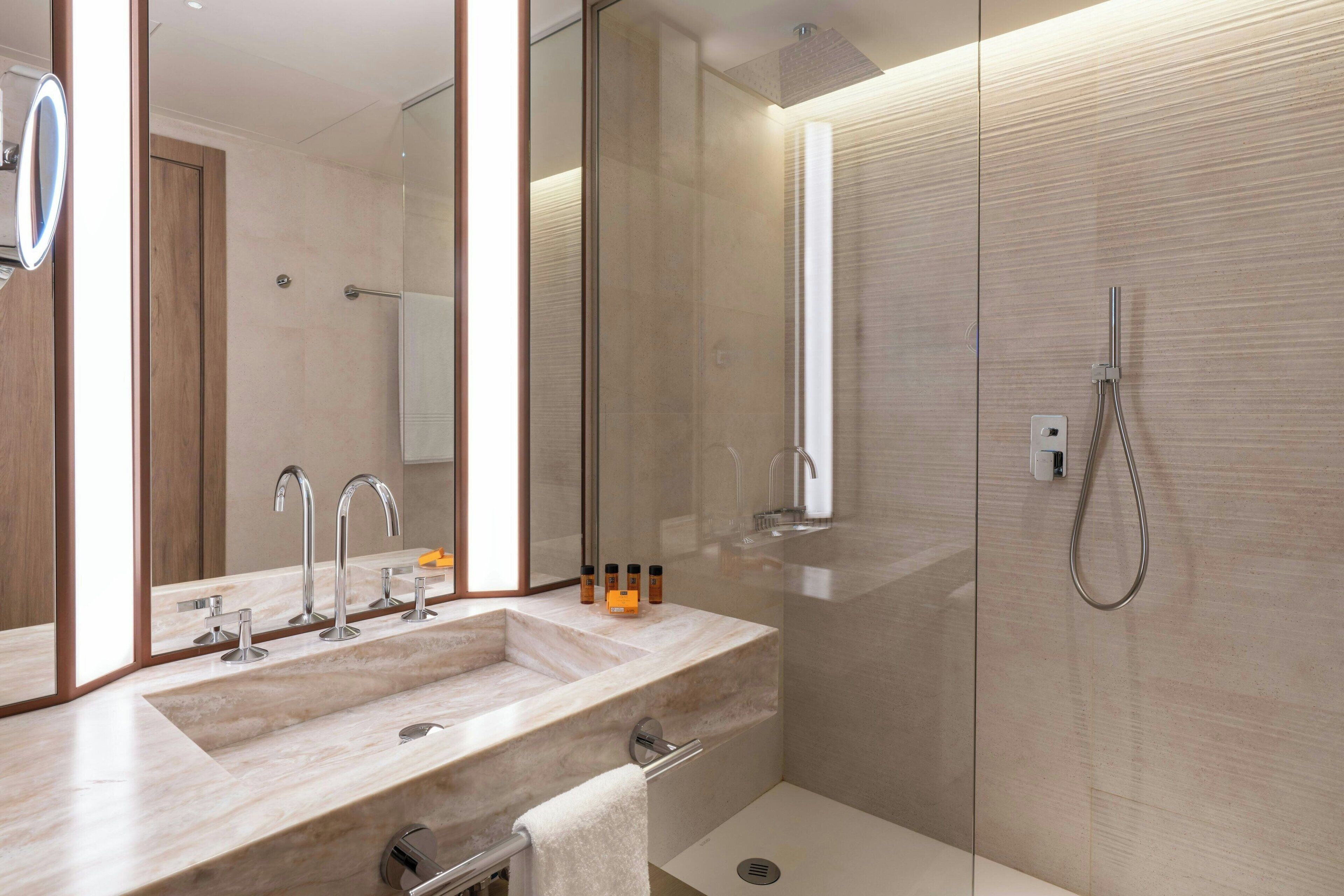 free toiletries, hair dryer, slippers, towels