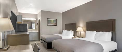 Room, 2 Queen Beds, Non Smoking (Upgrade) | Desk, laptop workspace, iron/ironing board, free WiFi