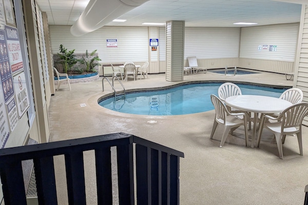 Indoor pool, open 10:00 AM to 11:00 PM, sun loungers