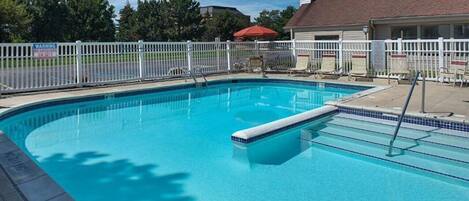 Seasonal outdoor pool, open 10 AM to 10 PM, sun loungers