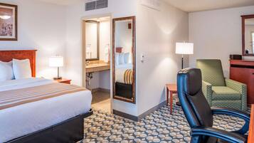 Desk, laptop workspace, iron/ironing board, WiFi