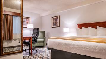 Desk, laptop workspace, iron/ironing board, WiFi