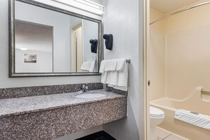 Standard Room, Multiple Beds, Non Smoking, Refrigerator & Microwave | Bathroom | Rainfall showerhead, free toiletries, hair dryer, towels