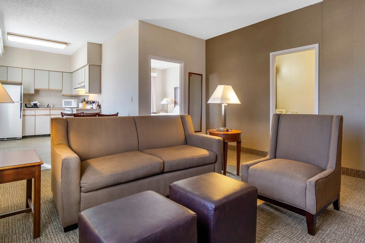 Suite, 1 trÚs grand lit, accessible aux personnes à mobilité réduite, non-fumeurs | Bureau, rideaux occultants, fer et planche à repasser