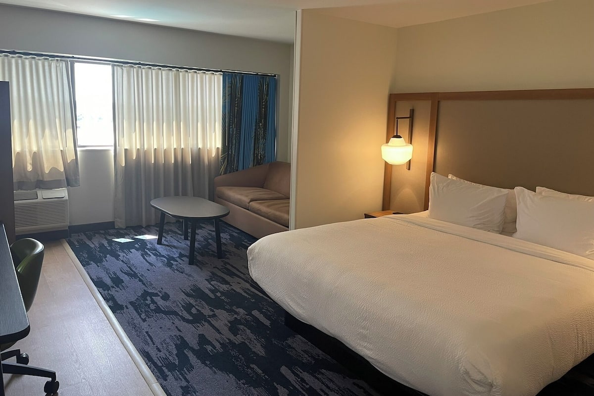 Suite, 1 King Bed with Sofa bed, Non Smoking | Desk, laptop workspace, blackout drapes, iron/ironing board