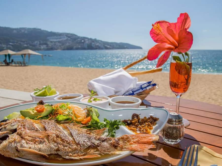 On the beach, free beach cabanas, sun loungers, beach towels