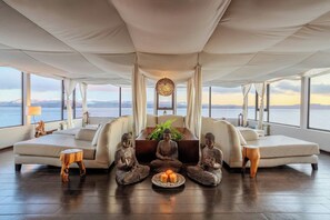 Sauna, mud baths, hydrotherapy, body scrubs, facials, reflexology