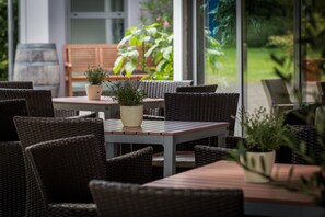 Breakfast, lunch, dinner served; international cuisine, garden views