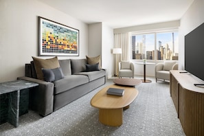 Premium bedding, down comforters, pillowtop beds, in-room safe
