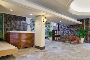 Hotel entrance and lobby at Aston Waikiki Beach Tower