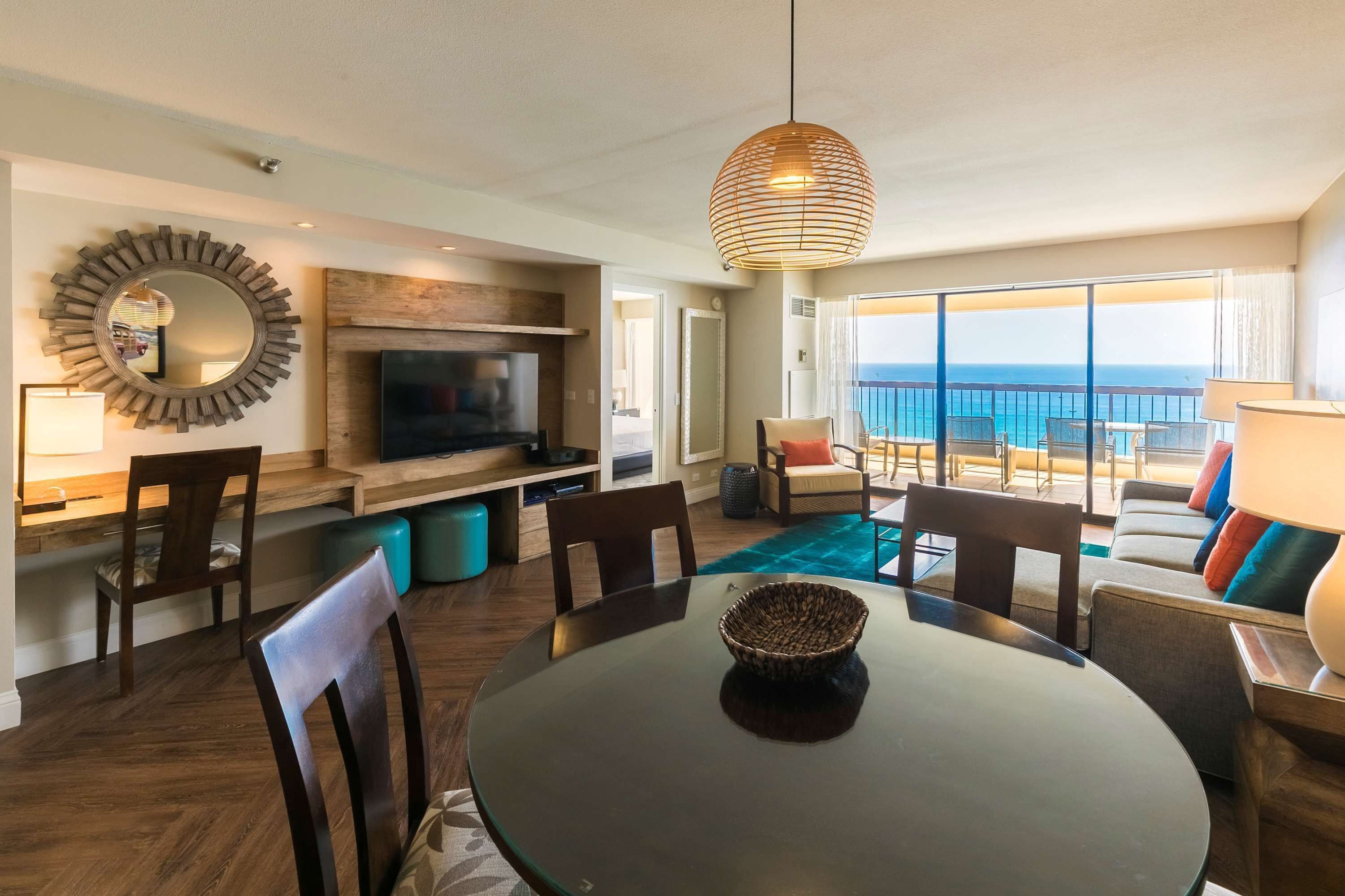 Premium Room, 2 Bedrooms, Non Smoking, Oceanfront | Living area | 32-inch flat-screen TV with cable channels, TV, DVD player