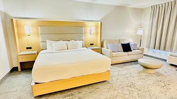 Pillowtop beds, desk, blackout drapes, iron/ironing board