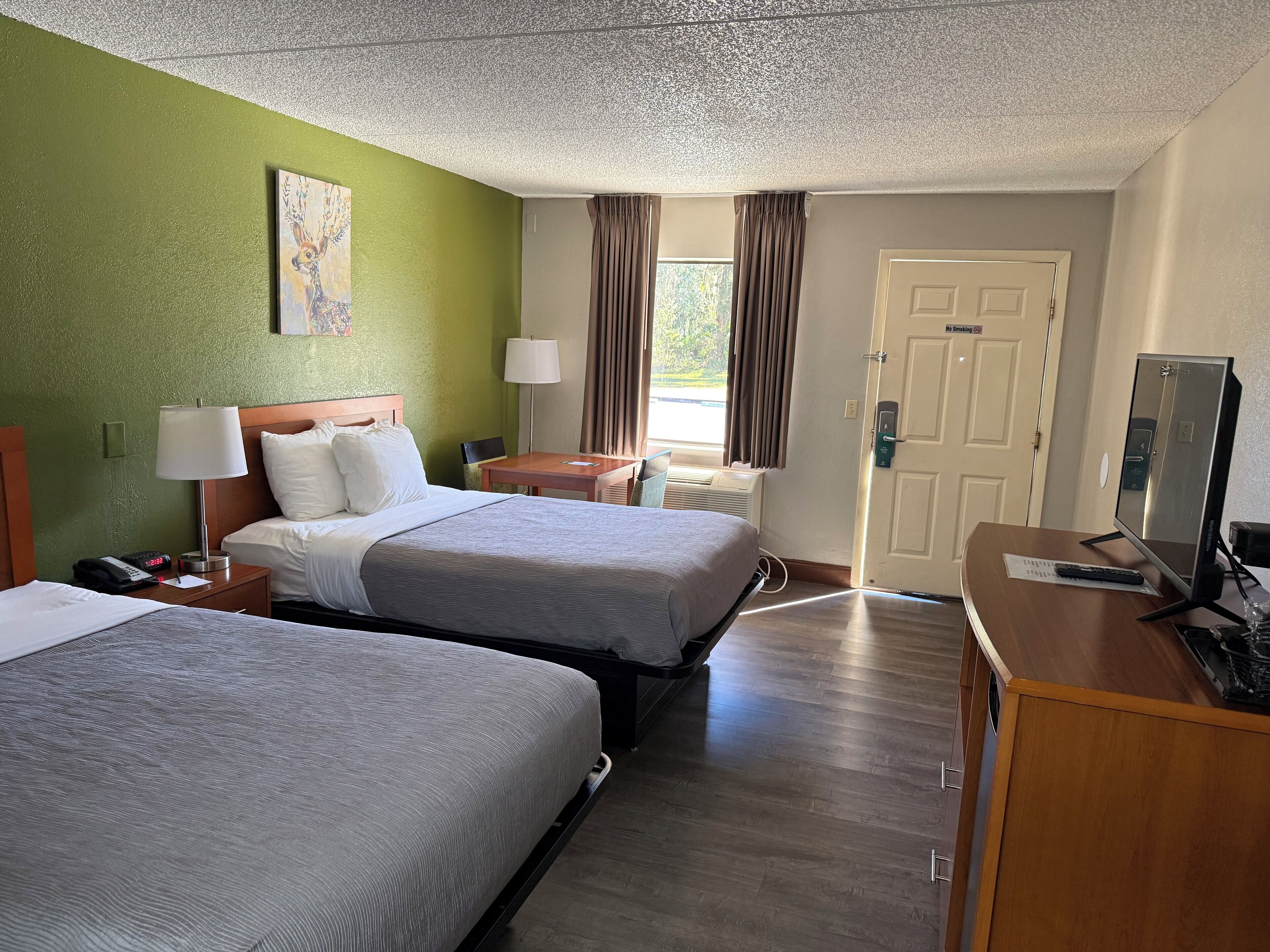 Down comforters, desk, iron/ironing board, free WiFi