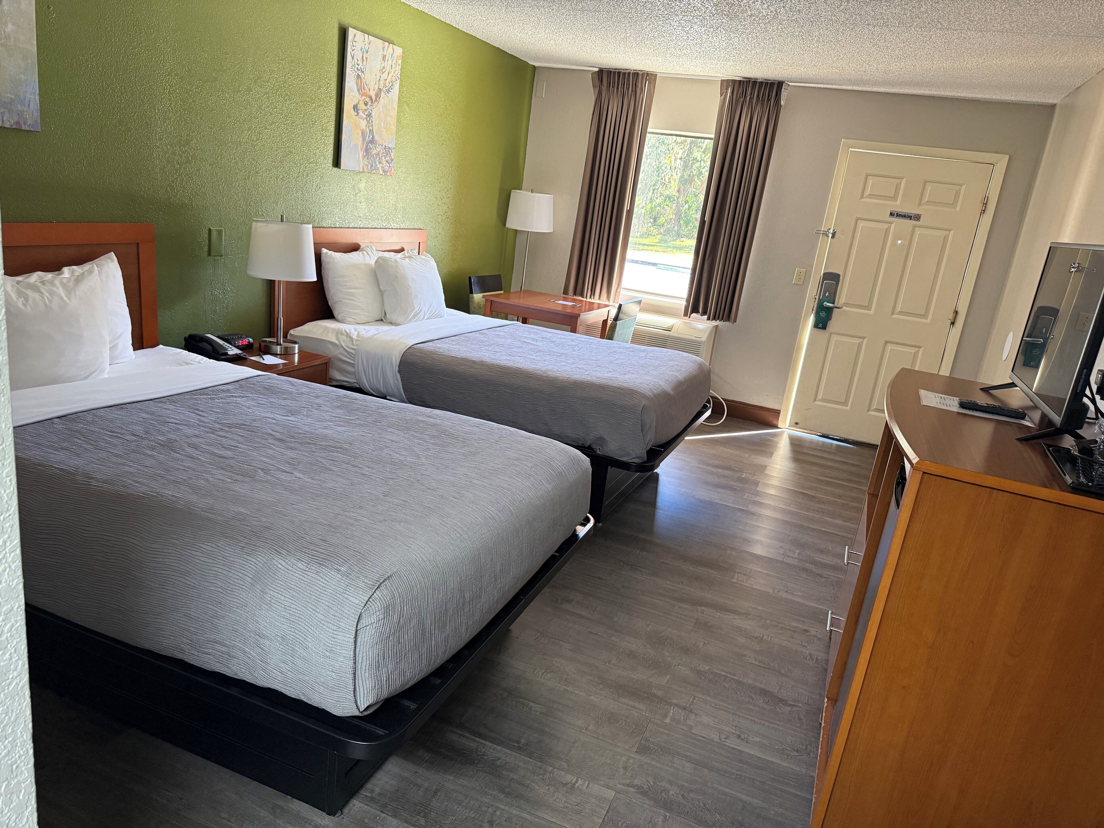 Down comforters, desk, iron/ironing board, free WiFi