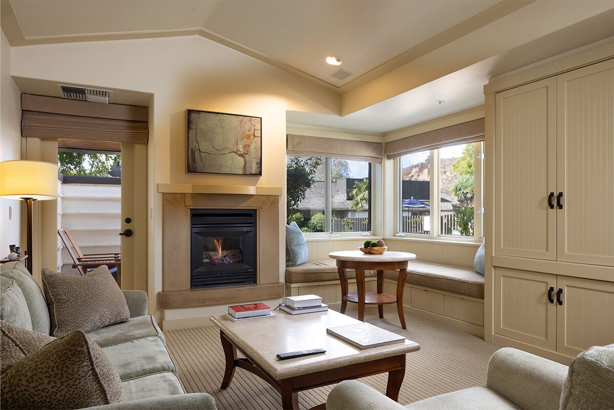 accessible bungalow double queen suite | living area | flat-screen tv