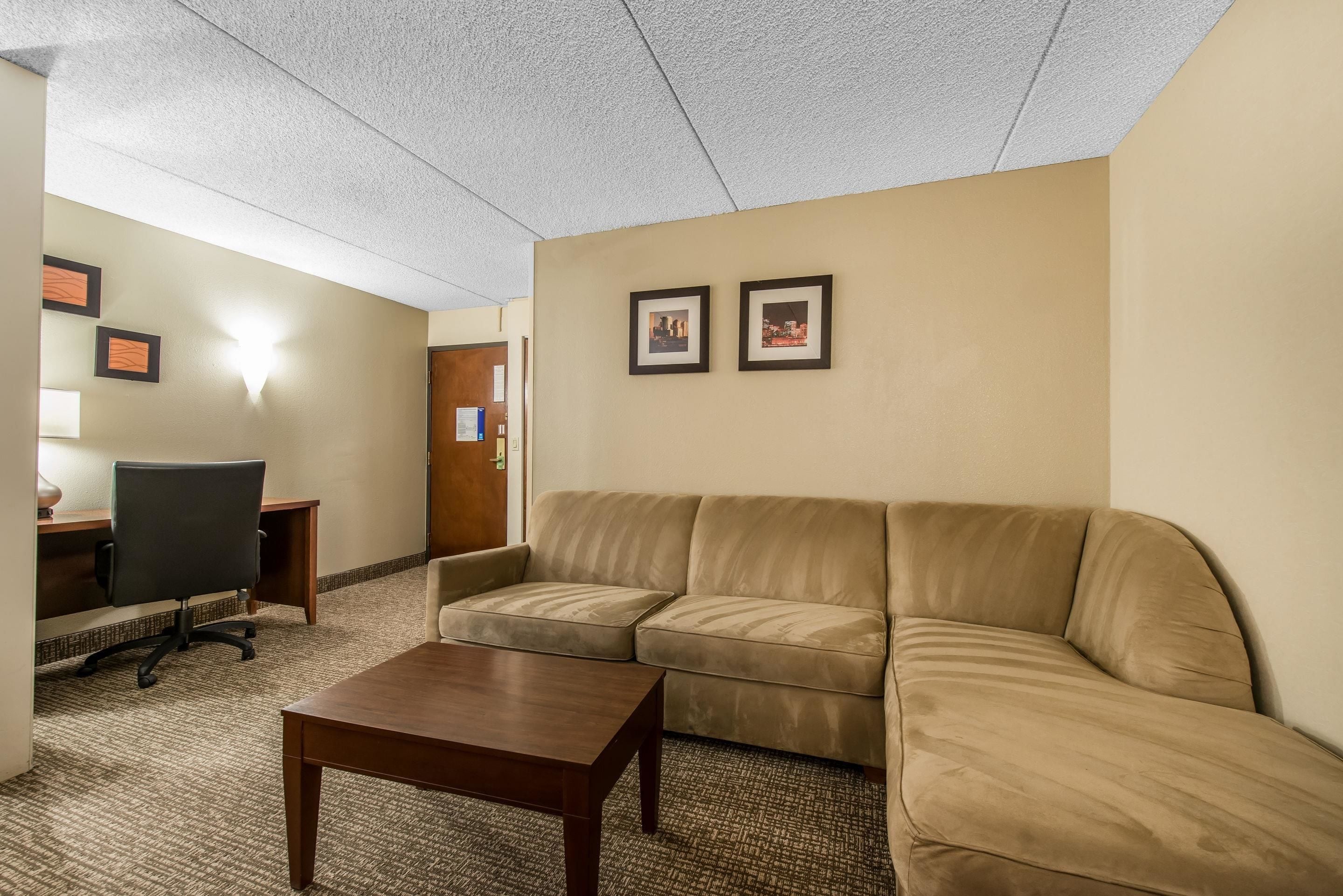 Premium bedding, down comforters, pillowtop beds, in-room safe