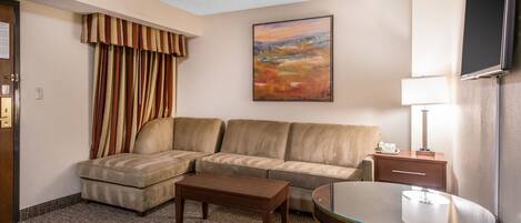 Premium bedding, down comforters, pillowtop beds, in-room safe