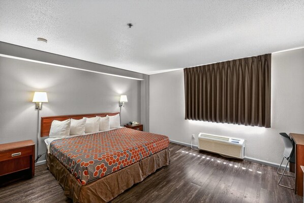 Desk, free WiFi, bed sheets